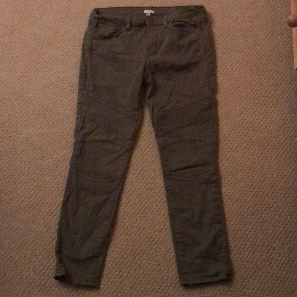 JCREW HUNTER GREEN MOTO JEANS